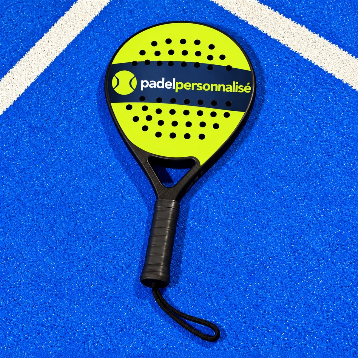 Raquette de padel sur-mesure avec un décor intégral à la marque du client
